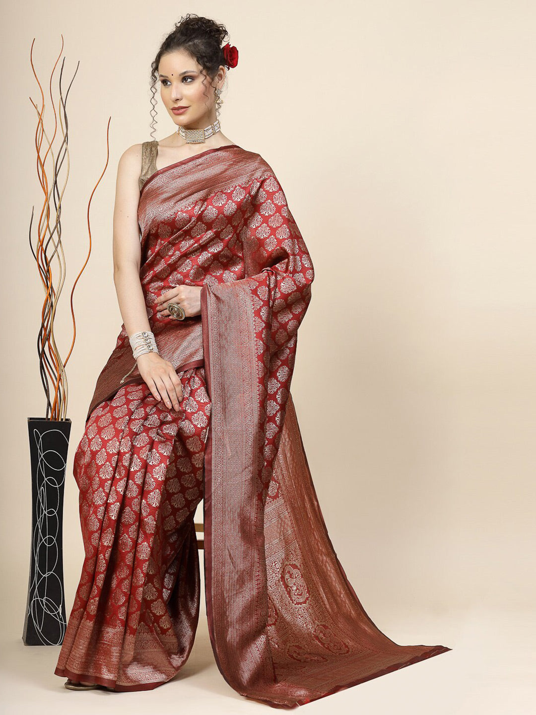 Kalini Ethnic Motifs Woven Design Zari Banarasi Saree - Distacart