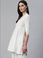 Thumbnail for Kalini Floral Embroidered Chikankari Cotton Kurta - Distacart
