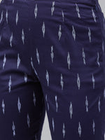 Thumbnail for Biba Women White & Navy Blue Printed Kurta with Trousers - Distacart
