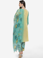 Thumbnail for Biba Women Sea Green & Yellow Kurta with Trousers & Dupatta - Distacart