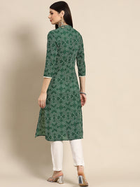 Thumbnail for Anayna Women Green & White Bandhani Printed Pure Cotton Gotta Patti Kurta - Distacart