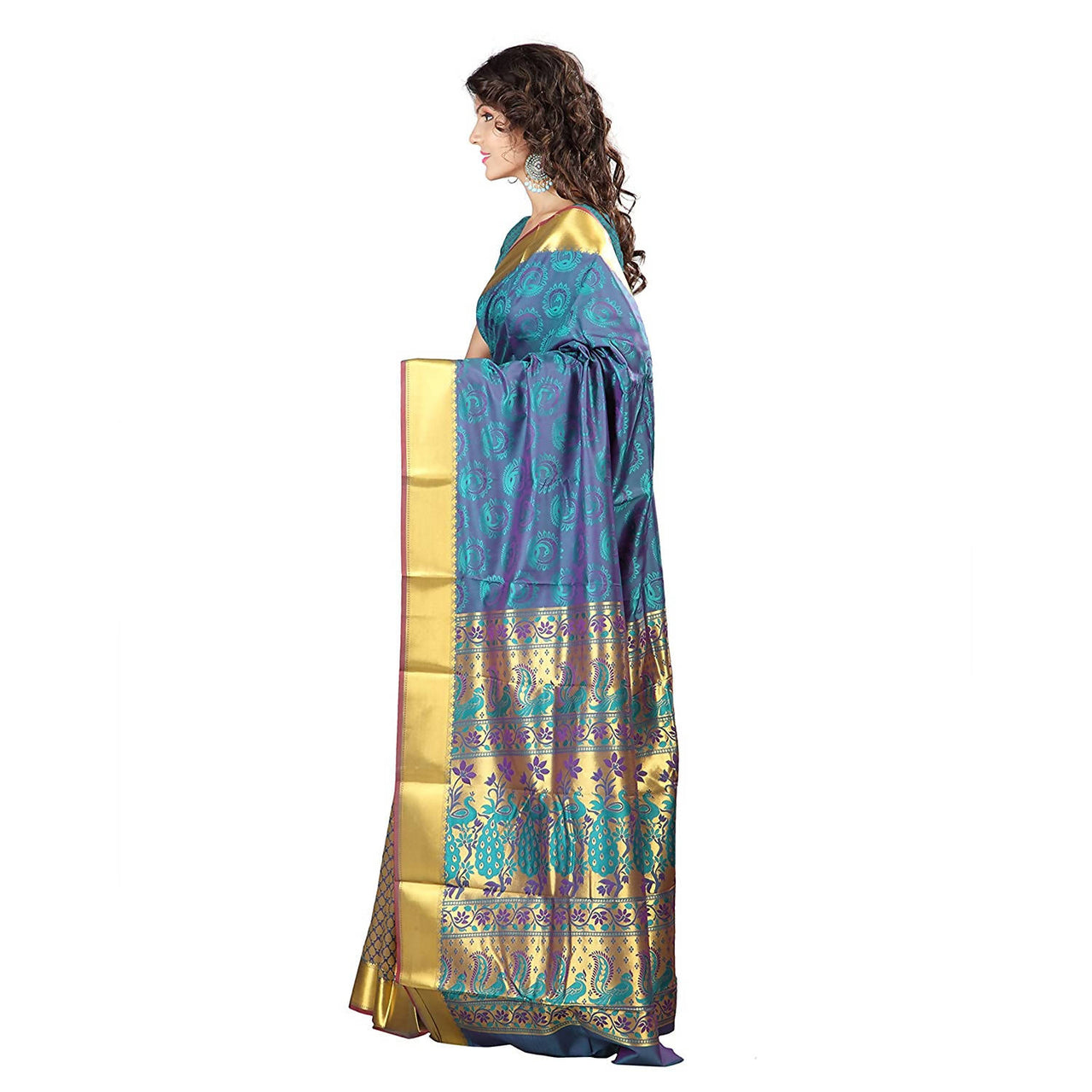 Varkala Silk Sarees Women's Teal Blue Silk Saree With Blouse Piece
