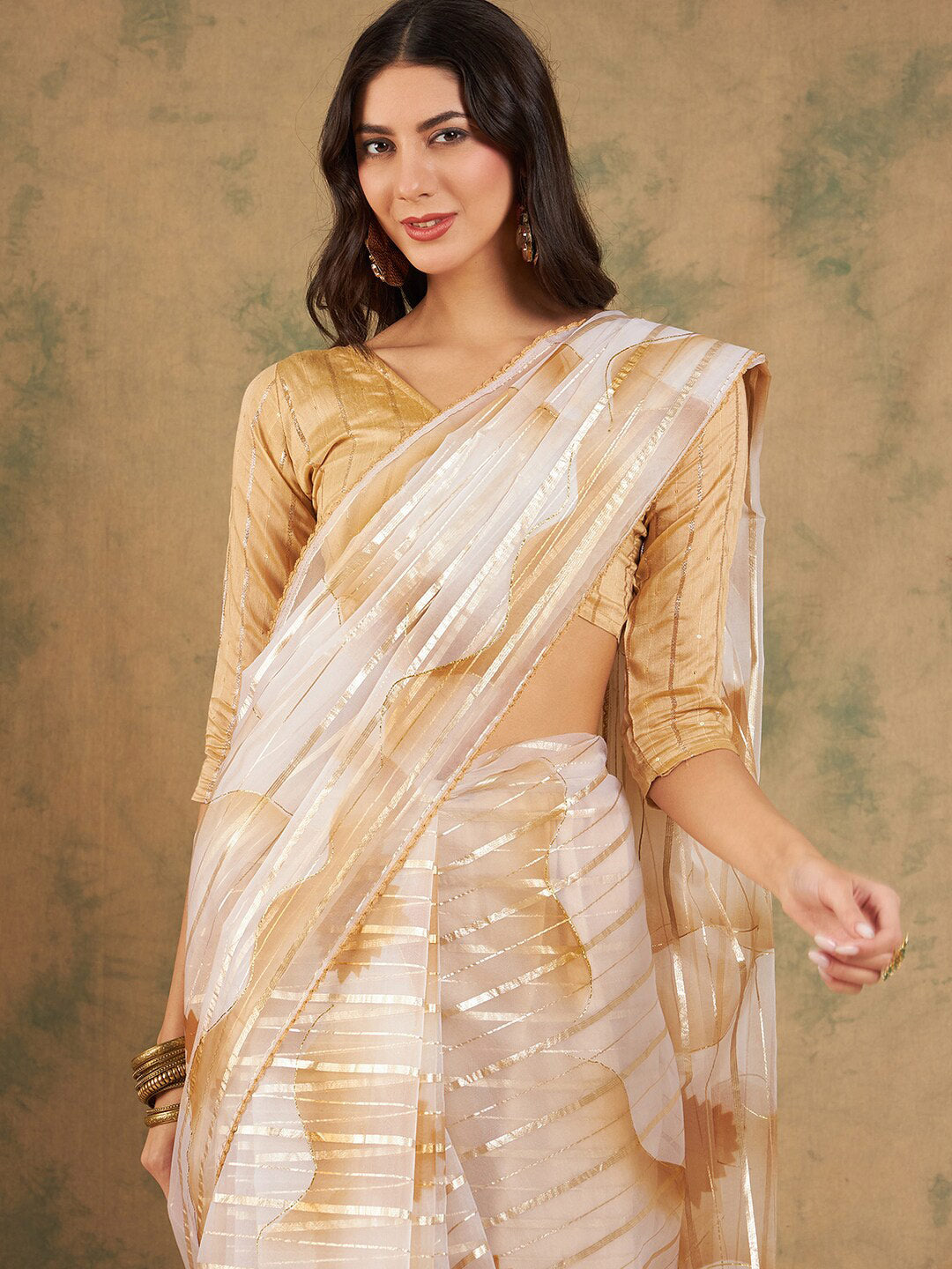 Sangria Woven Design Organza Sarees - Distacart