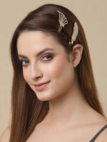 Thumbnail for Panash Women Set of 2 Gold-Toned Cubic Zirconia-Studded Alligator Hair Clips - Distacart