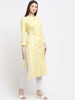 Thumbnail for Kalini Women Lime Green Striped Pastels Kurta - Distacart
