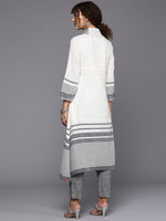 Thumbnail for Biba Women Striped Layered Cotton Kurta with Trousers - Distacart