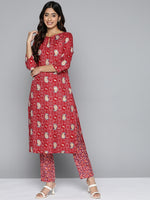 Thumbnail for HERE&NOW Floral Printed Regular Kurta with Palazzos - Distacart