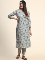 Thumbnail for Kalini Floral Printed Round Neck Kurta with Trousers - Distacart