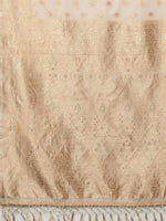 Thumbnail for Mitera Cream-Coloured & Gold-Coloured Ethnic Motifs Silk Blend Banarasi Saree - Distacart