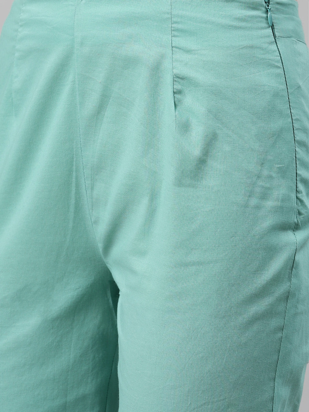 Biba Women Sea Green Yoke Design Kurta with Trousers & Dupatta - Distacart