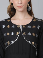 Thumbnail for Khushal K Women Black Floral Yoke Design Kurta with Palazzos - Distacart