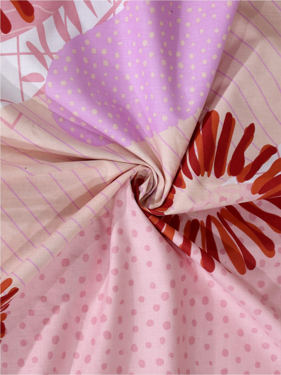 BOMBAY DYEING Serenita Pink Printed Cotton 144 TC King Bedsheet with 2 Pillow Covers - Distacart