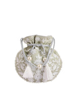 Thumbnail for Masq Green & White Embellished Embroidered Potli Clutch - Distacart