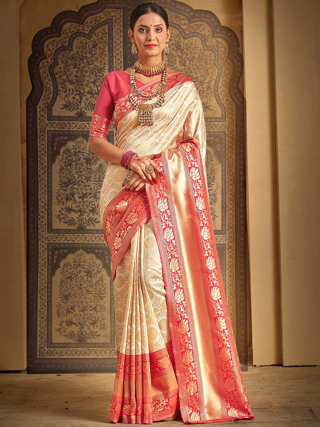 Saree Mall Woven Design Zari Kanjeevaram Traditional Sarees - Distacart