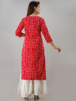 Thumbnail for HERE&NOW Red & Gold-Toned Bandhani Printed Gotta Patti Kurta with Sharara - Distacart