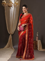 Thumbnail for Mitera Bandhani Woven Design Pure Georgette Bandhani Saree - Distacart