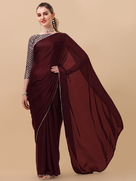 Sangria Women Burgundy Sarees - Distacart