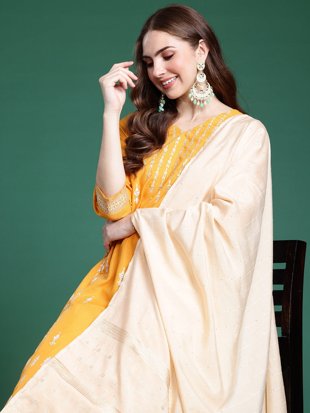 Sangria Printed Kurta with Trousers & Dupatta - Distacart