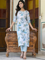 Thumbnail for Kalini Women Floral Printed Regular Kurta with Trousers - Distacart