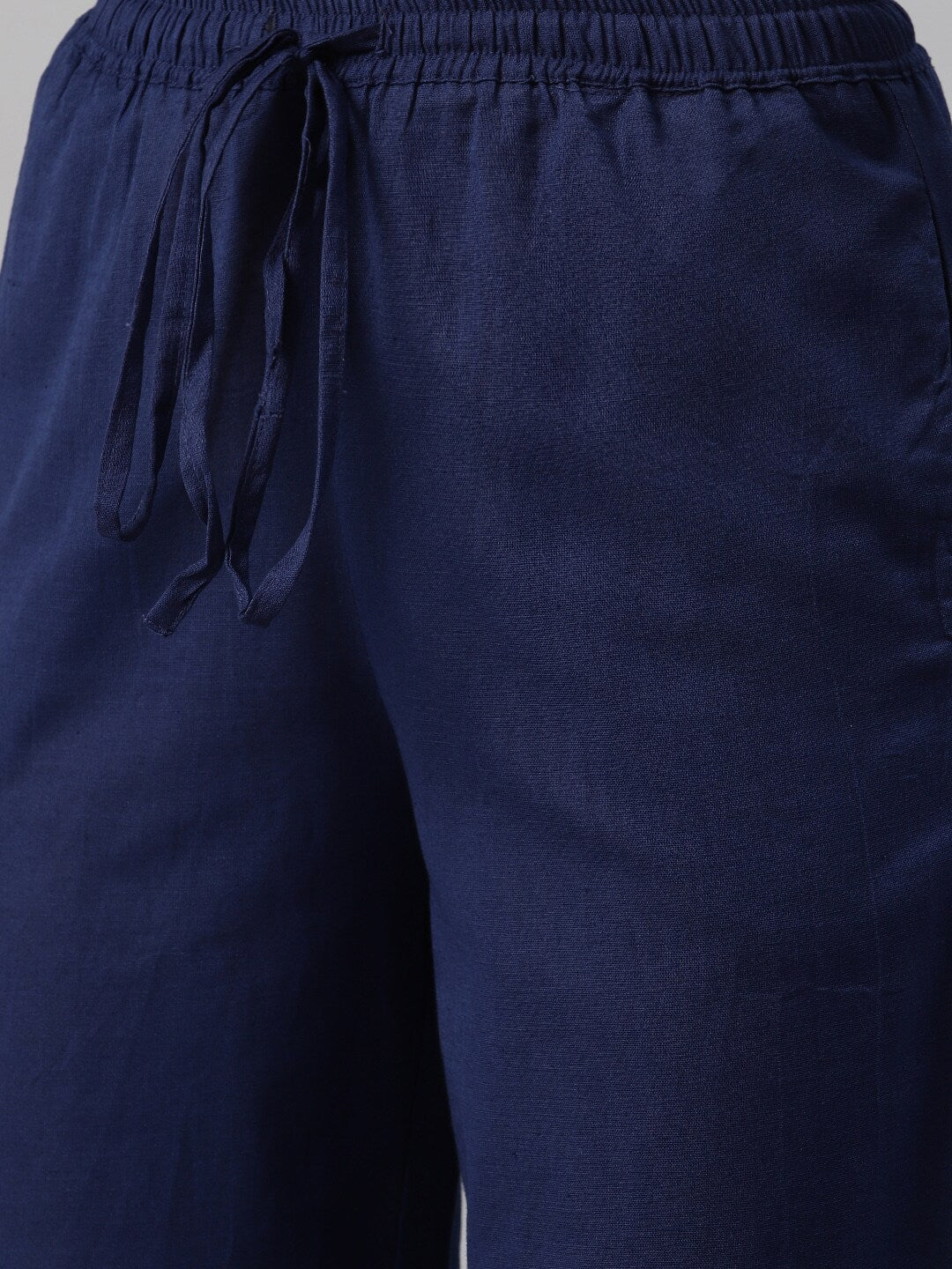 Biba Women Navy Blue Solid Kurta with Palazzos - Distacart