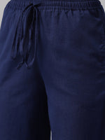 Thumbnail for Biba Women Navy Blue Solid Kurta with Palazzos - Distacart