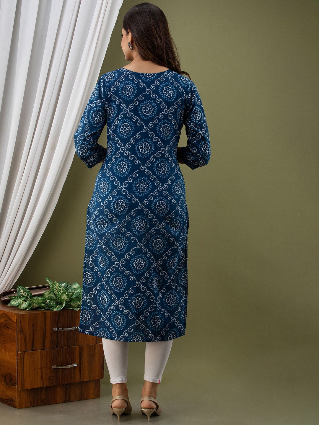 Kalini Bandhani Printed Thread Work Pure Cotton Kurta - Distacart