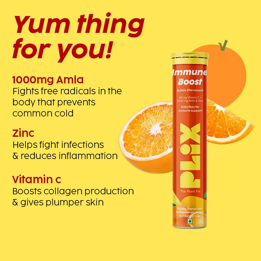PLIX The Plant Fix Vitamin C Immunity Boost Effervescent Tablets - Orange - Distacart