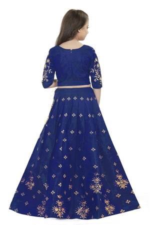 Dwiden Royal Blue Rohini Tafetta Sattin Semi-Stitched Girl's Lehenga Choli - Distacart