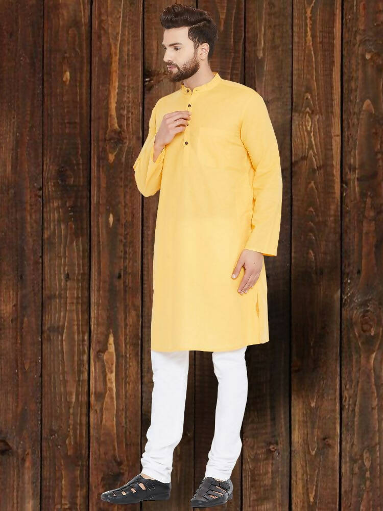 Even Apparels Pure Cotton Yellow Kurta - Yellow - Distacart
