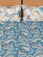 Thumbnail for Story@home Blue & Cream-Coloured Ethnic Motifs 180 TC Queen Bedsheet With 2 Pillow Covers - Distacart