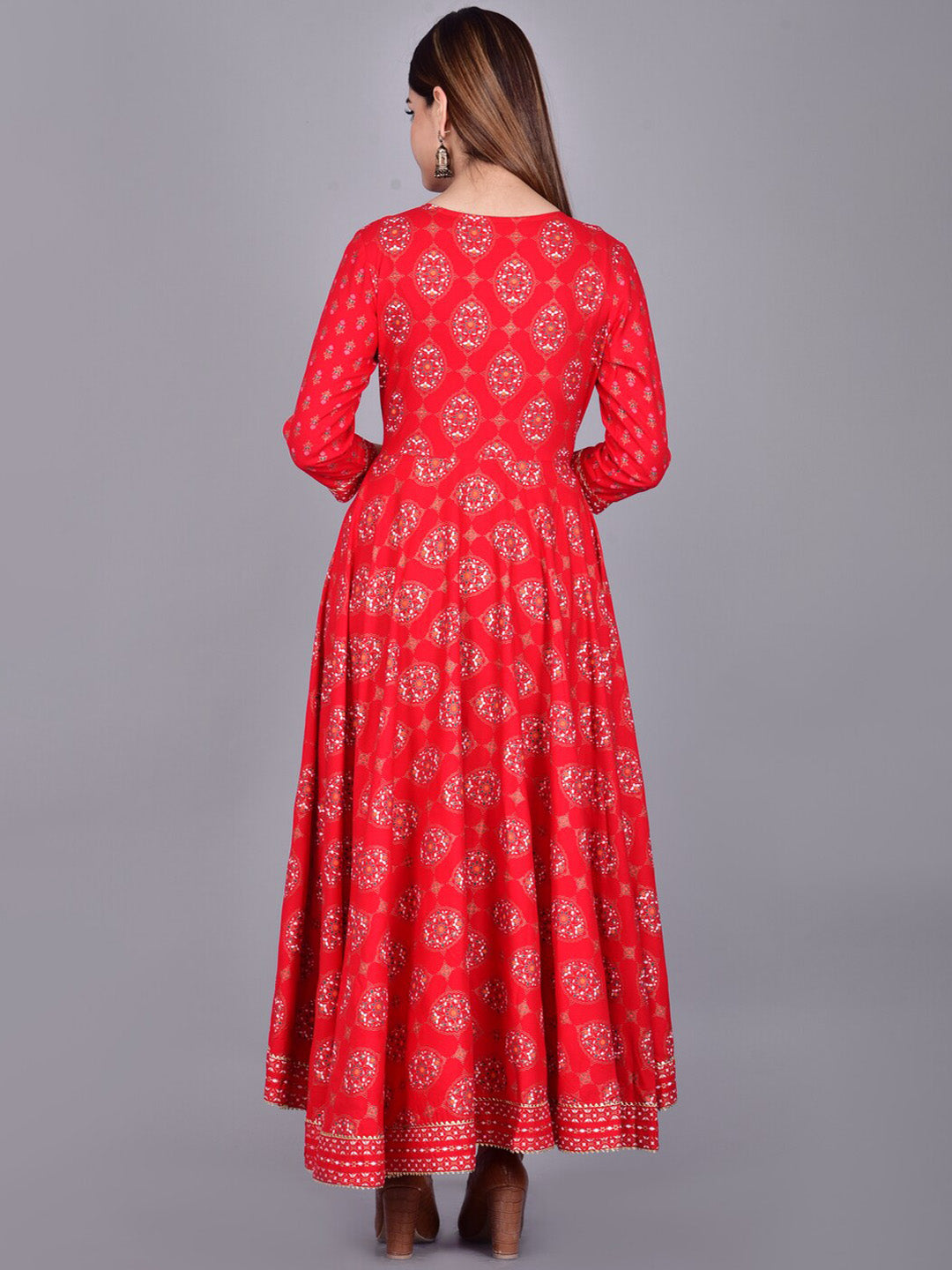 Kalini Women Red Printed Anarkali Kurta - Distacart