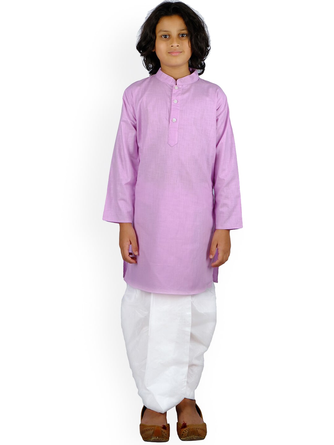 Sethukrishna Boys Lavender Pure Cotton Kurta with Dhoti Pants - Distacart
