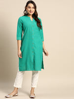 Thumbnail for Sangria Checked Mandarin Collar Pure Cotton Kurta - Distacart