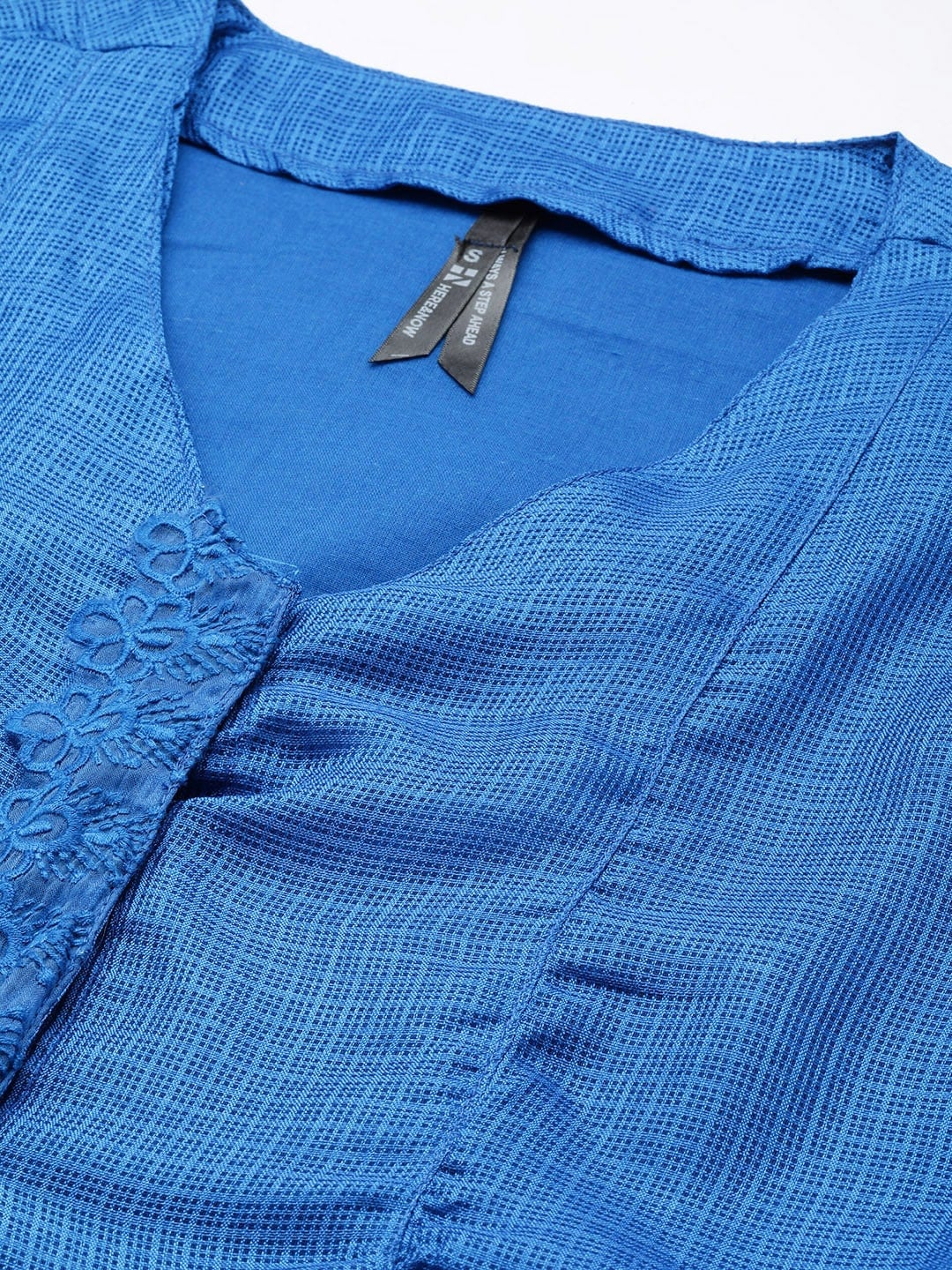 HERE&NOW Women Blue Self-Design Kurta - Distacart