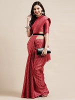 Thumbnail for Saree Mall Red & Off White Floral Art Silk Sarees - Distacart