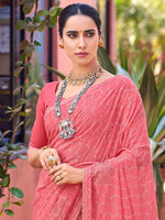Thumbnail for Saree Mall Abstract Printed Beads And Stones Pure Georgette Sarees - Distacart