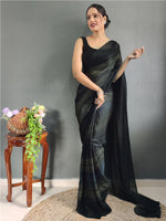 Thumbnail for Mitera Striped Zari Poly Georgette Ready to Wear Saree - Distacart