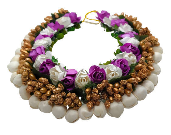 Purple & White Bridal Hair Gajra