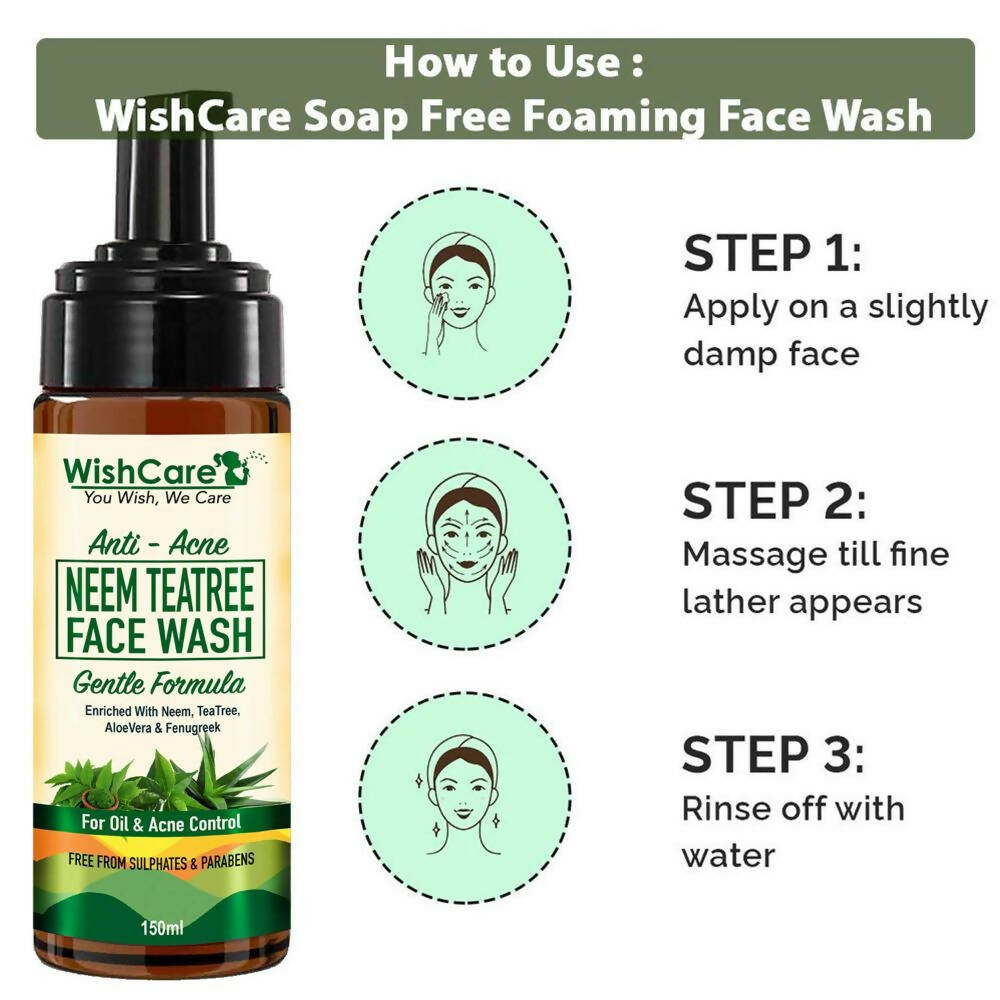 Wishcare Anti Acne Neem TeaTree Foaming Face Wash - Distacart