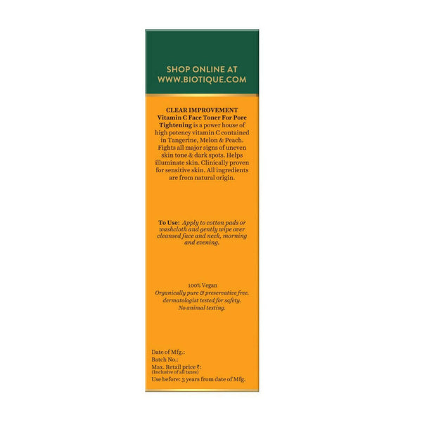 Biotique Advanced Organics Clear Improvement Vitamin C Face Toner - Distacart