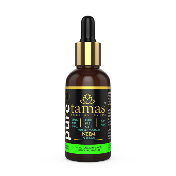 Tamas Pure Ayurveda 100% Organic Neem Cold Pressed Carrier Oil- USDA Certified Organic- 30ML - Distacart