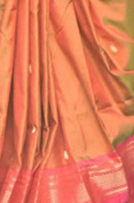 Thumbnail for Very Much Indian Handloom Yeola Pure Silk Paithani - Dual Tone Green Pink - Distacart