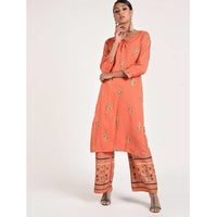 Thumbnail for Cheera Women's Beautiful Gold Print And Highlights With Sequence Straight Kurta (CH078K)