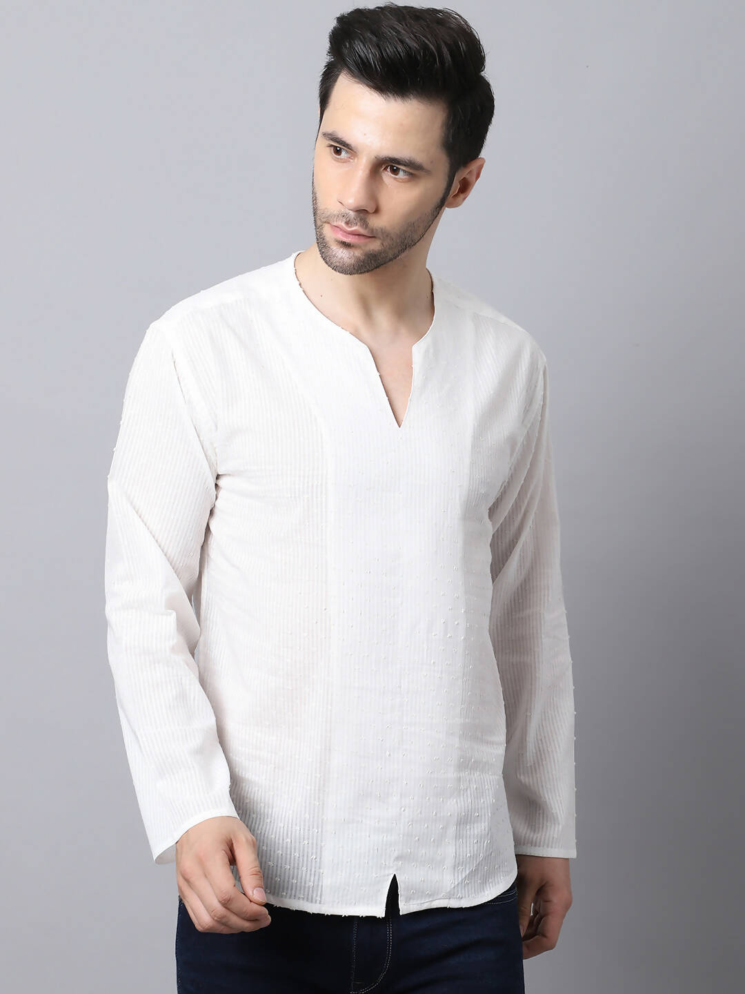 Even Apparels White Pure Cotton Round Neck Slit Kurta - Distacart