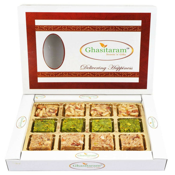 Ghasitaram Assortment of Premium Barfis Pista, Walnut & Pine Nuts - Distacart
