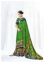 Thumbnail for Light Green Chanderi Cotton Floral Printed Saree With Unstitched Blouse Piece - Kathika - Distacart
