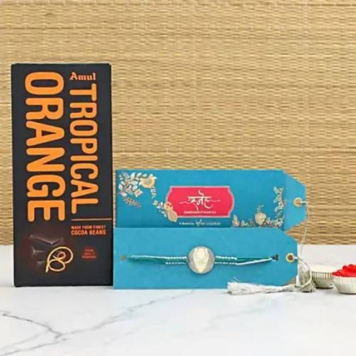 Black Panther Rakhi & Amul Tropical Orange Chocolate