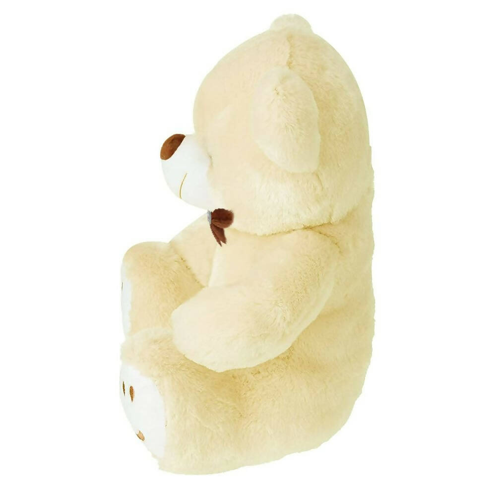 Webby Plush Cute Sitting Teddy Bear Soft Toys with Neck Bow and Foot Print (Beige) - Distacart