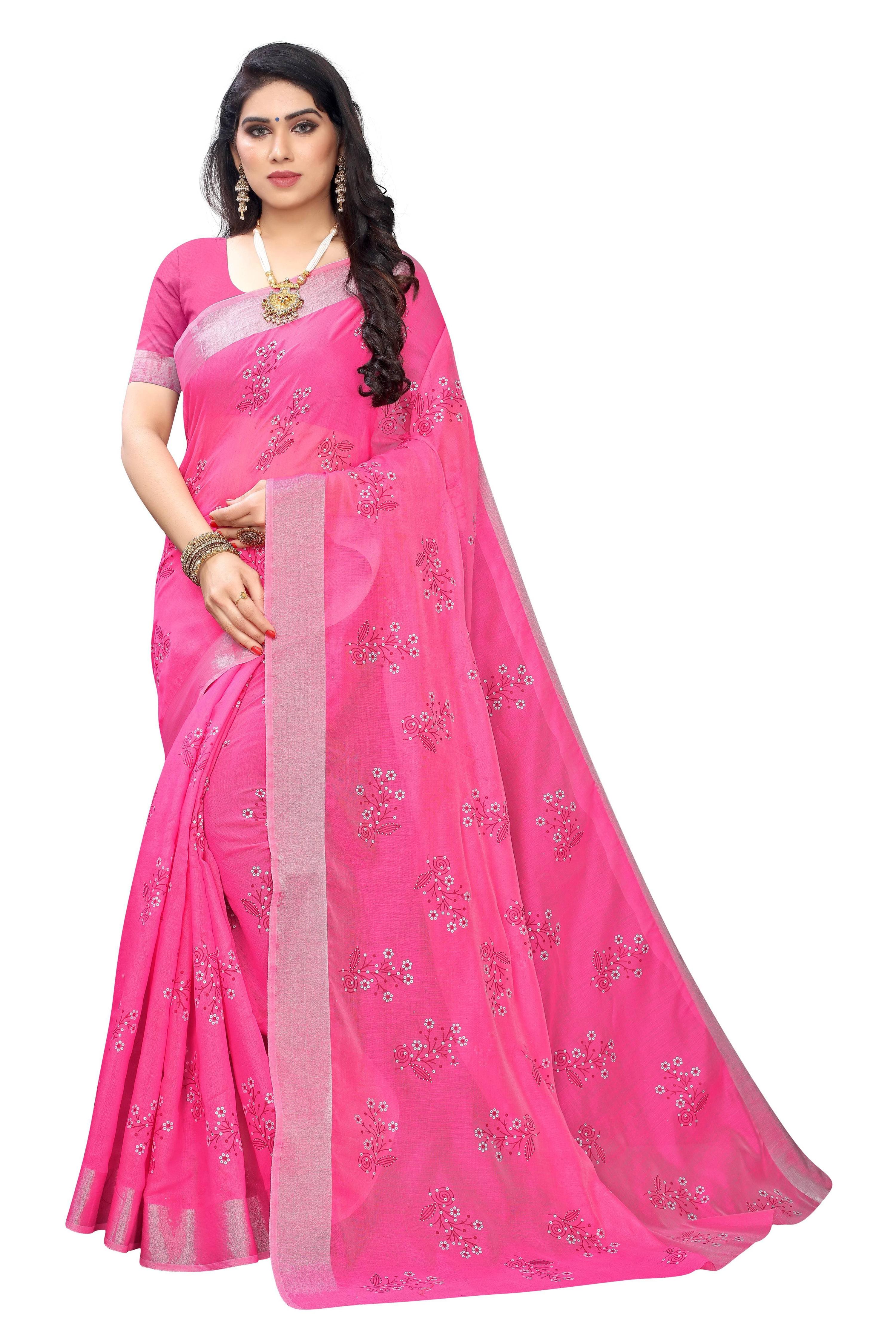 Vamika Pink Chanderi Designer Saree