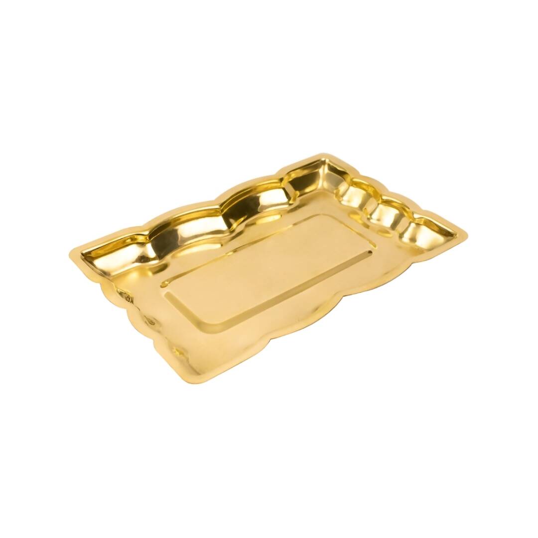 Spillbox Gold-Toned Brass Rectangular Betal Thali Pooja Essential - Distacart